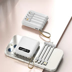 Mini Powerbank with Mirror Display | 20,000 mAh | Quick Charge Function & Integrated Cables | For iPhone, Samsung, Xiaomi & more