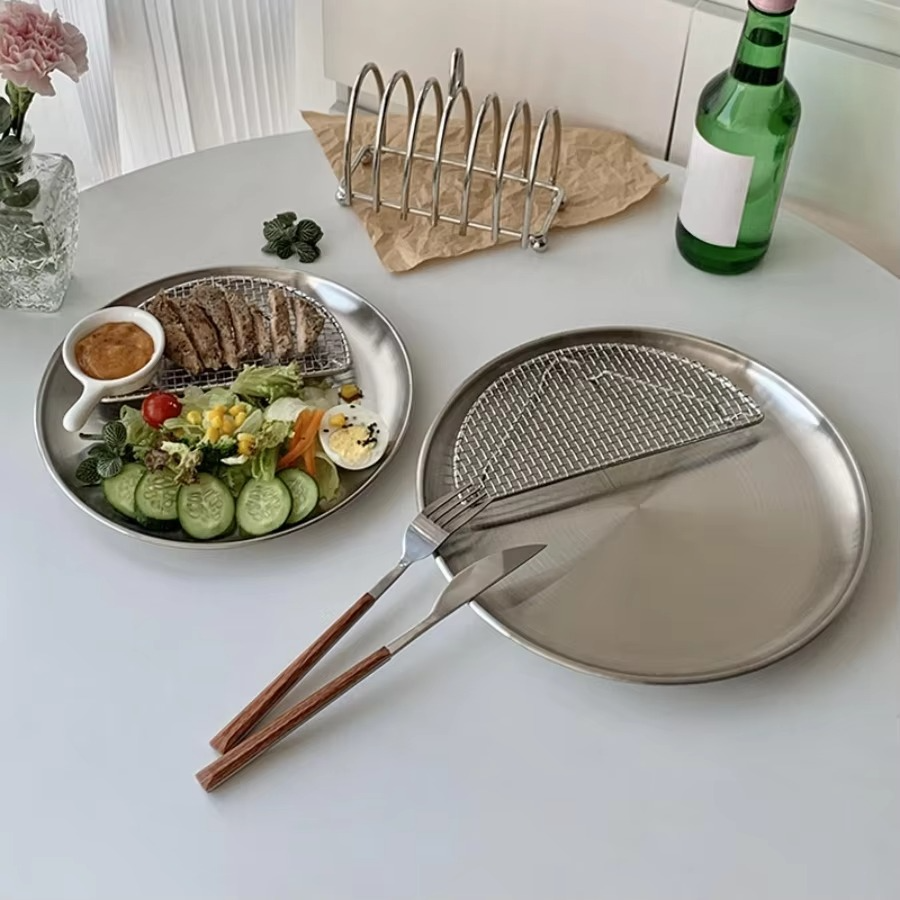 Stainless Steel Round Barbecue Dining Plate