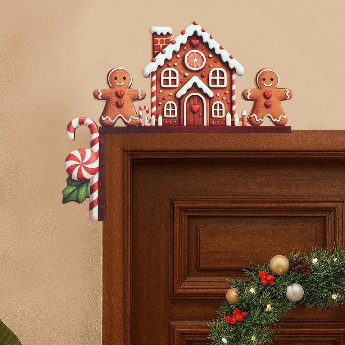 Christmas Wooden Decoration FrostiHome | Santa Claus & Snowman | Wooden Door Sign & Corner Decoration | Christmas & New Year 2026