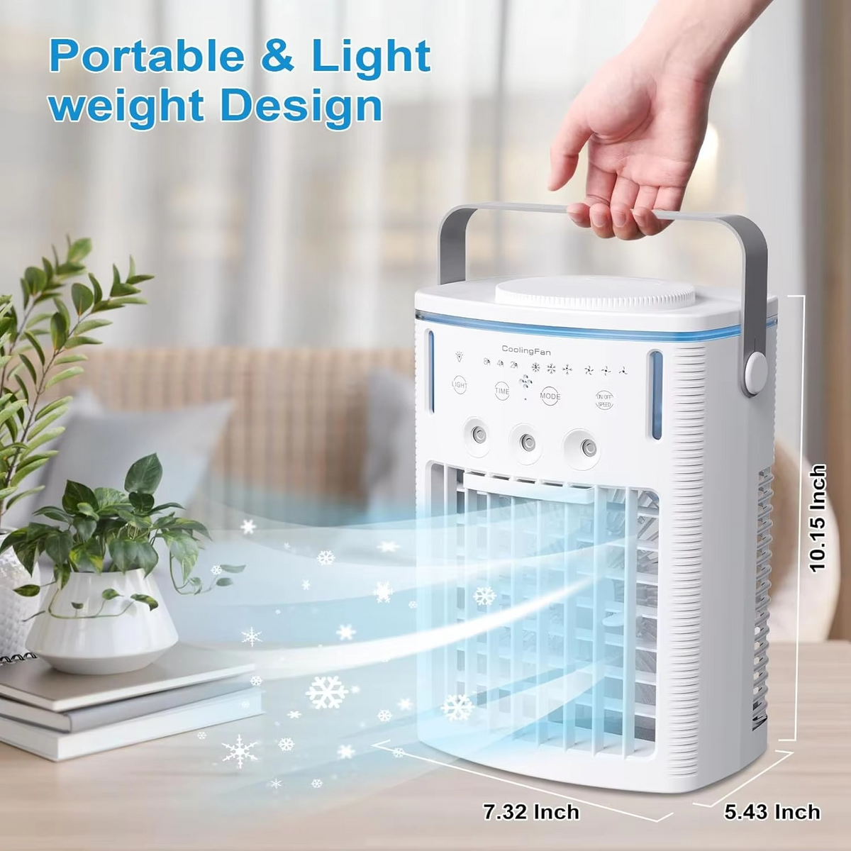 Compact 3-Speed Air Cooler with Remote, Timer, Night Light, and Mist Modes