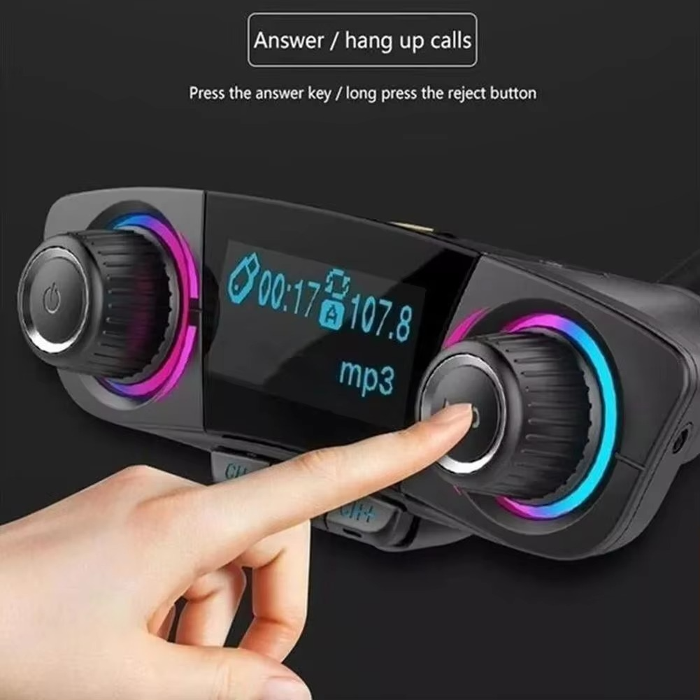 Bluetooth 5.0 Car FM Transmitter with Dual USB Charger and LED Display