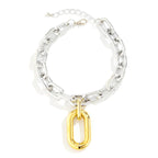 Chunky Two Tone Paperclip Bold Necklace