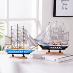 Royaleva Nordic Wood Sailboat Sculpture - LED illuminated decorative piece, battery-operated