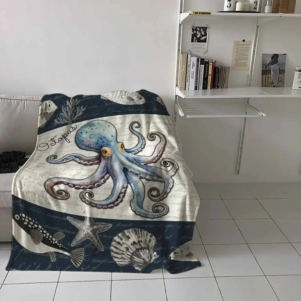 Octopus Shell Starfish Throw Blanket