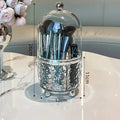 Lumora Make-up Brush Organizer with Lid | Dustproof & Rotatable | For Brushes, Lipsticks & Perfume | 360° Rotating | Silver/Gray