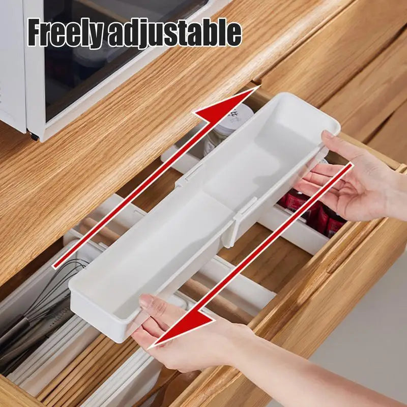 FlexiSort Cutlery Tray | Expandable Cutlery Organizer | Flexible & Space-Saving | White