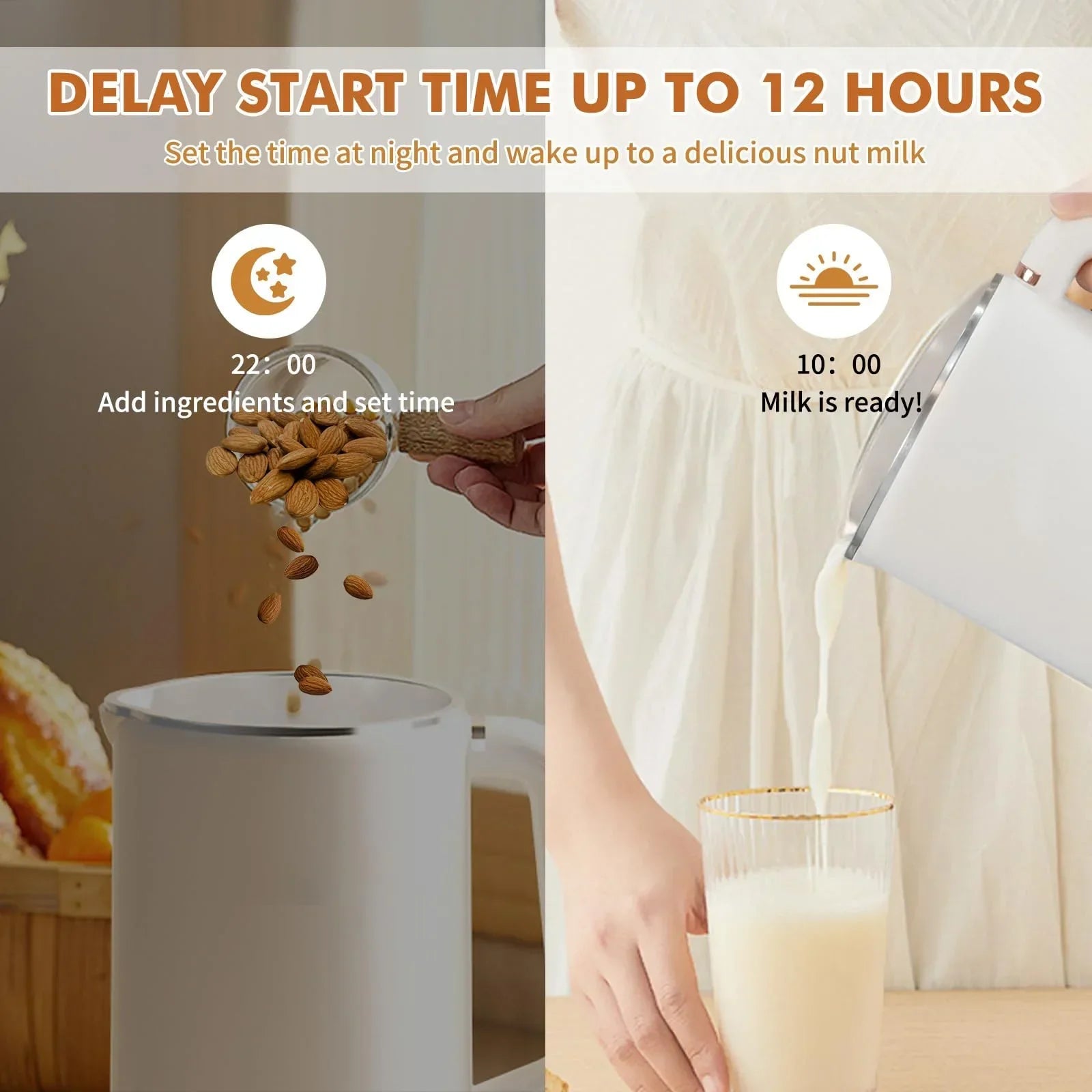 PlantPure Plant Milk Maker 8-in-1 | For Nut, Oat & Soy Milk | 1000 ml Capacity | BPA-free