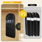 Travel Dresses Garment Bag for Travel | Double-Sided Zipper & XXL Pockets | Breathable & Transparent | 43 inch Hanging Suit Organizer