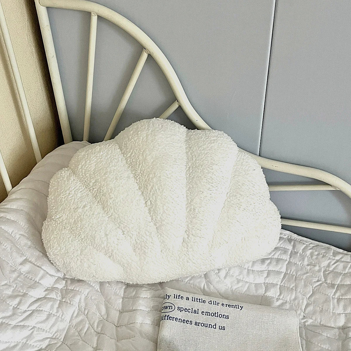 Pastel Shell Cushion – Fluffy Bouclé Plush Pillow