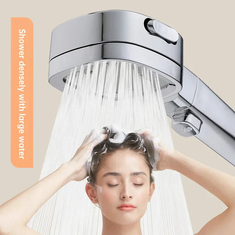 Jetiva Shower Head | 3 Spray Types | Pressure Boosting & Water Saving | Silver Design
