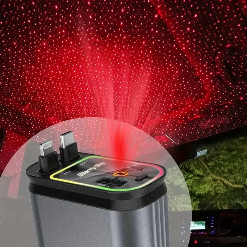 Car Retractable 4 in 1 Fast Charger With Roof Lighting