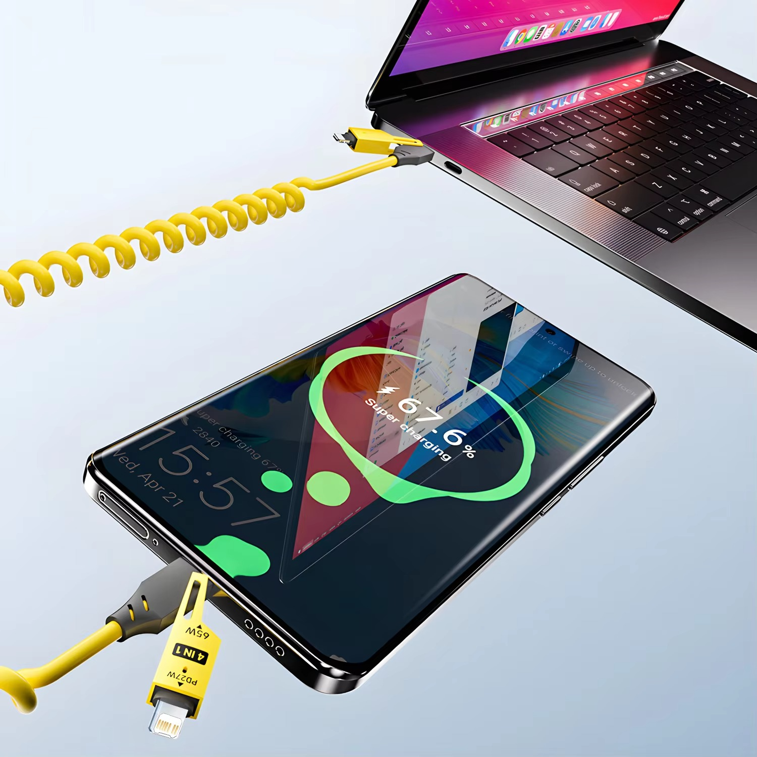 Multi-Device 65W Fast Charging USB-C Cable for iPhone, Xiaomi, Samsung