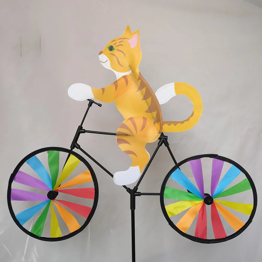 Rainbow Bicycle Cat Garden Decor