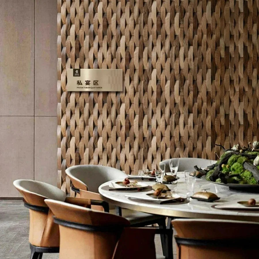 3D Mosaic Wall Panel Solid Wood Acoustic Decor