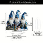 GlasNordic Christmas Gnome Decoration | Acrylic Table Figure 18 cm | 3 Gnomes in Blue | Festive Decoration for Living Room, Kitchen & Office