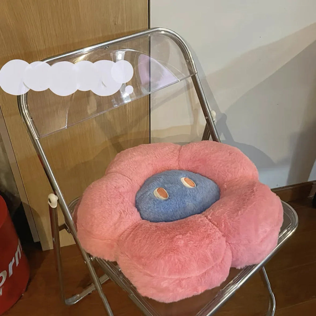 Fluffy Flower Cushion with Eyes