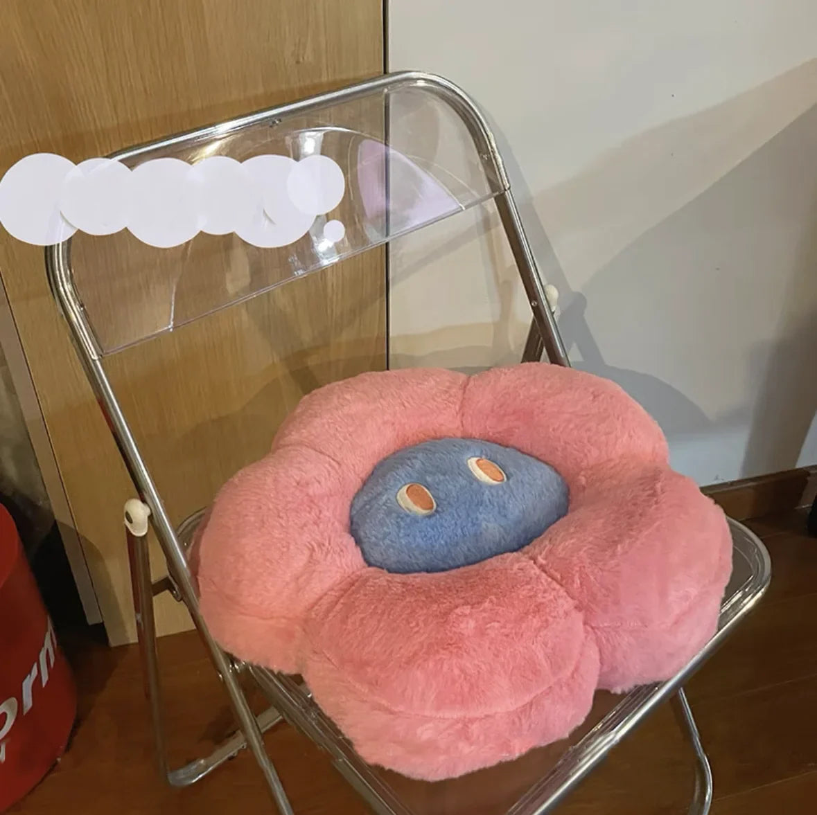 Fluffy Flower Cushion with Eyes