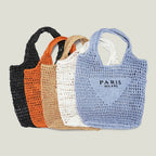 Net straw crochet beach bag