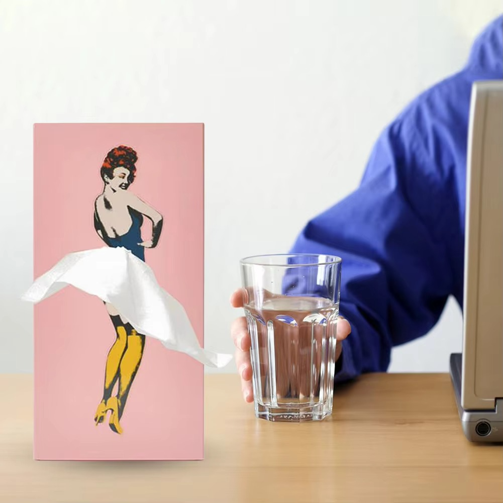Retro Rectangular Facial Tissue Box Case for Vanity, Countertop, or Nightstand