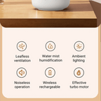Portable fan without blades with humidifier and night light for refreshing comfort