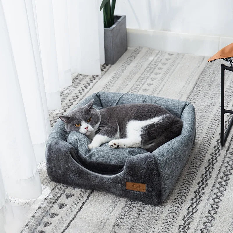 Triangelnest - Luxury Velvet Cat House Indoor for Ultimate Comfort