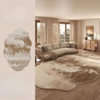 Irregular Polyester Plush Rug with Machine-Washable Surface for Bedroom and Living Room