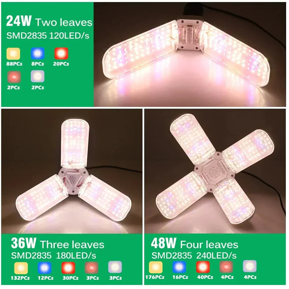Floriva Plant Lamp | Foldable Wing Design | Full Spectrum LED | 24W 36W 48W | E27 Socket