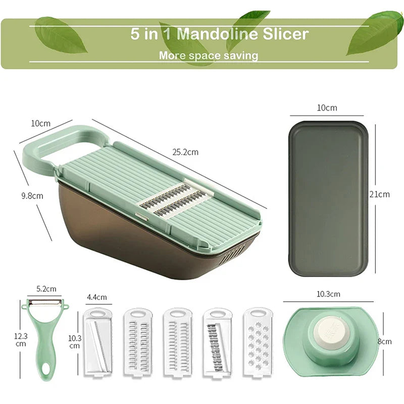SchnippelMeister Vegetable Cutter 5-in-1 | Multi Cutter with Collection Container | Grater, Slicer & Dicer | BPA-free & Dishwasher Safe | 27×11×10 cm