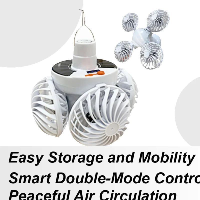 Ventolux Solar Camping Lamp with Fan | Foldable & Portable | 3 Wind Levels & LED Lighting | For Tent, Terrace & Outdoor