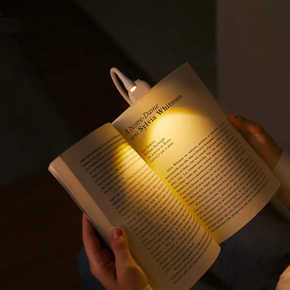 Mini Book Light - Portable Clip-On Night Light with USB Charging, Dimmable LED for Bedroom, Eye Protection, and Camping - 360° Flip Clip Book Lamp