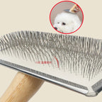 PuroPetz Dog & Cat Brush Made of Solid Wood | Stainless Steel Comb | Removes Undercoat & Tangles | Soft Coat Care & Massage