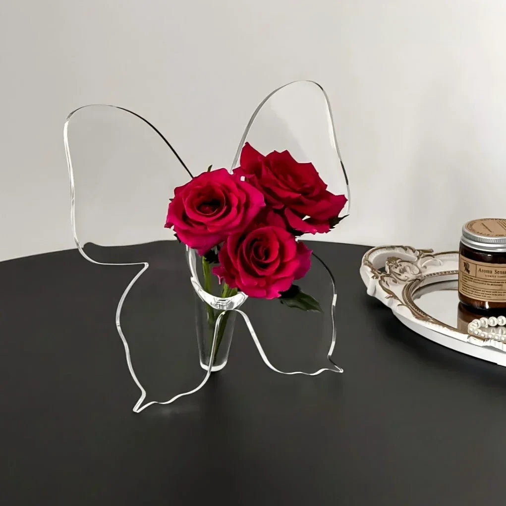Artistic Butterfly Clear Flower Vase