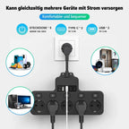 Voltaro Pro 9-in-1 | Power Strip EU | 5 AC Outlets + 4 USB (2× Type-C) | Individual Switch | 16A | Short Cable 10 cm
