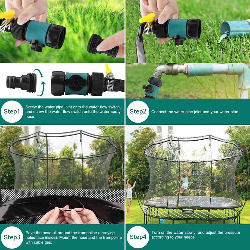 Refreshing trampoline fun - water sprinkler