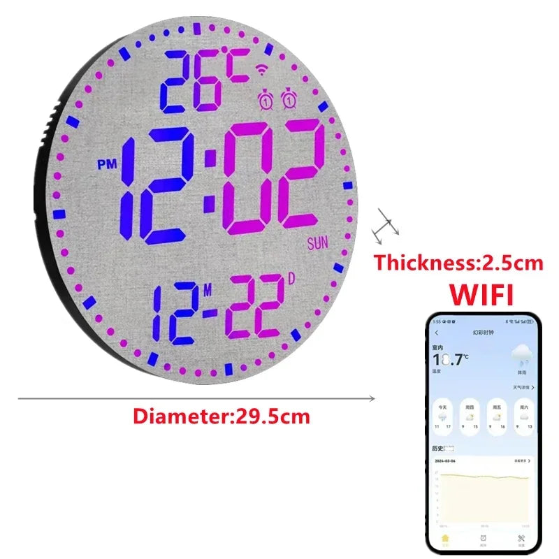 WiFiTime Clock - Smart LED Wall Clock with Calendar