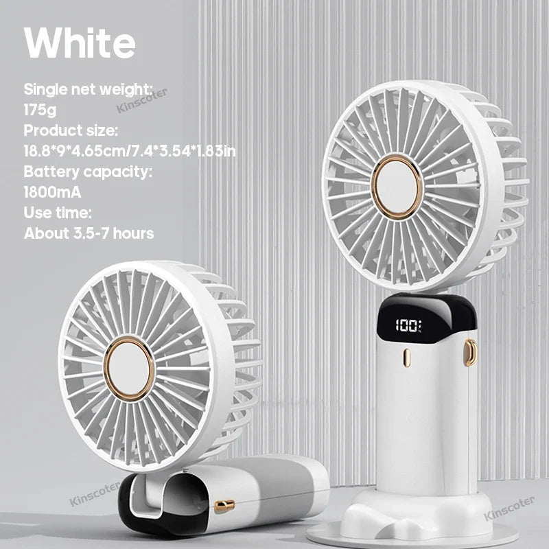 AERIONIQ 3-in-1 Mini-Fan | LED Display | 5 Levels | Battery with Power Bank Function | Portable & Standable