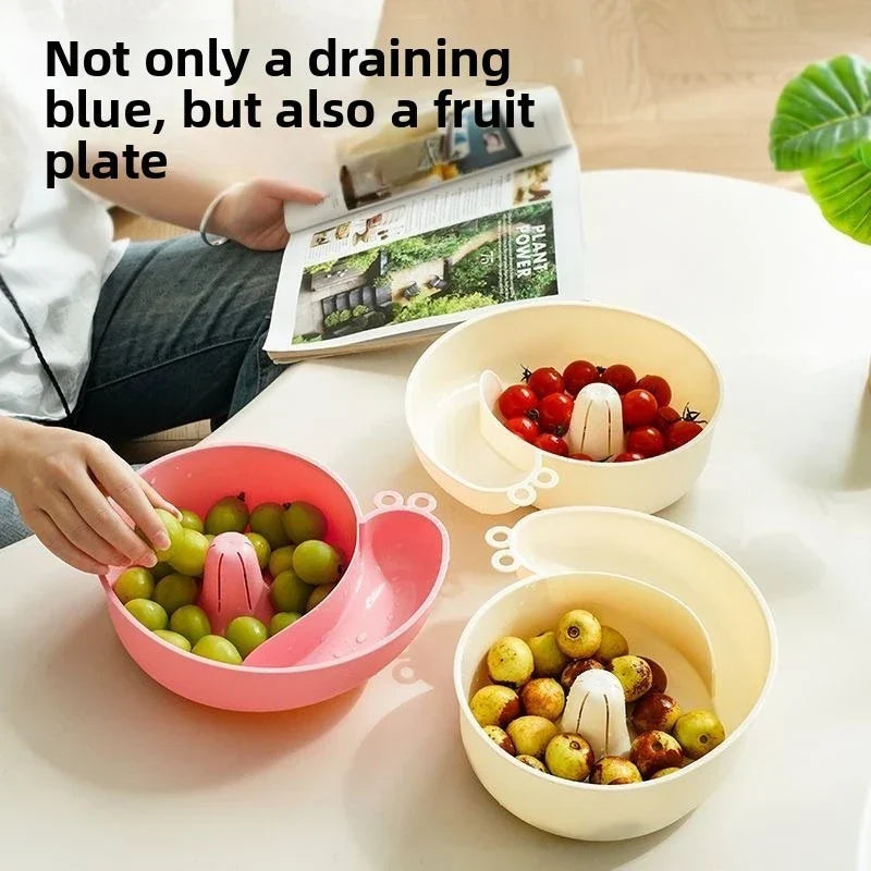Spiral Flow Fruit Vegetable Cleaning Drainer Bowl