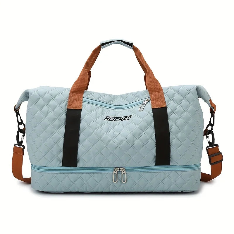 Travessia Travel Bag with Shoe Compartment | Large Capacity & Argyle Design | Nylon Weekender for Sports, Short Trips & Everyday Use