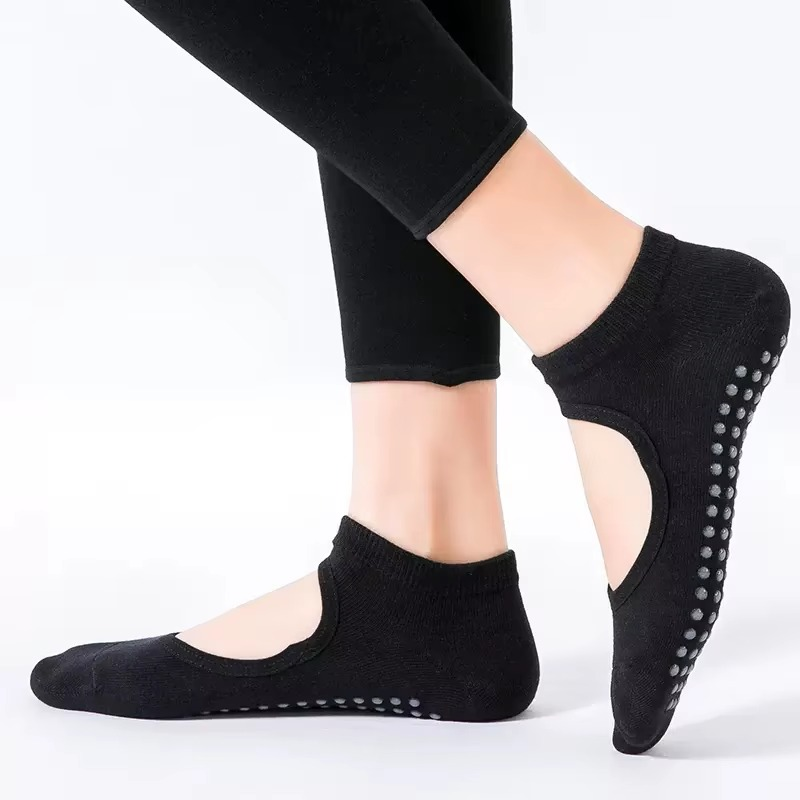 Non Slip Backless Yoga Socks with Breathable Cotton Grip