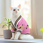 Dog cardigan made of knit warm and striped