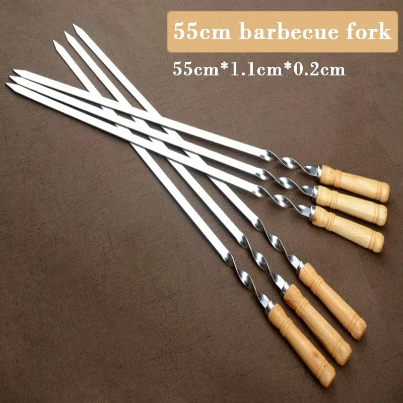 GrillMaster Pro Grill Skewers | Extra Long Stainless Steel Skewers with Wooden Handle | Set of 6
