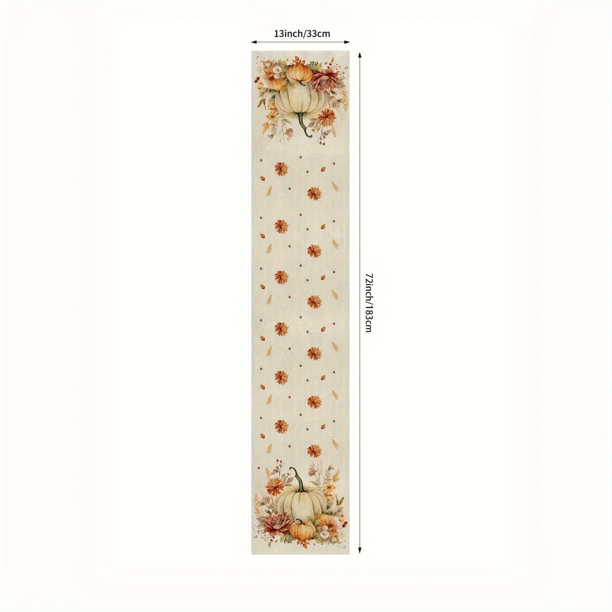 Autumna Autumn Table Runner | Pumpkin & Flower Motif | Washable & Durable | Linen Look | 150–275 × 33 cm