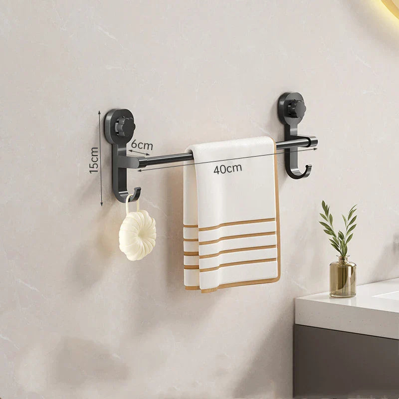 MagnaGrip Power Suction Cup Towel Holder – Black self-adhesive towel holder without drilling