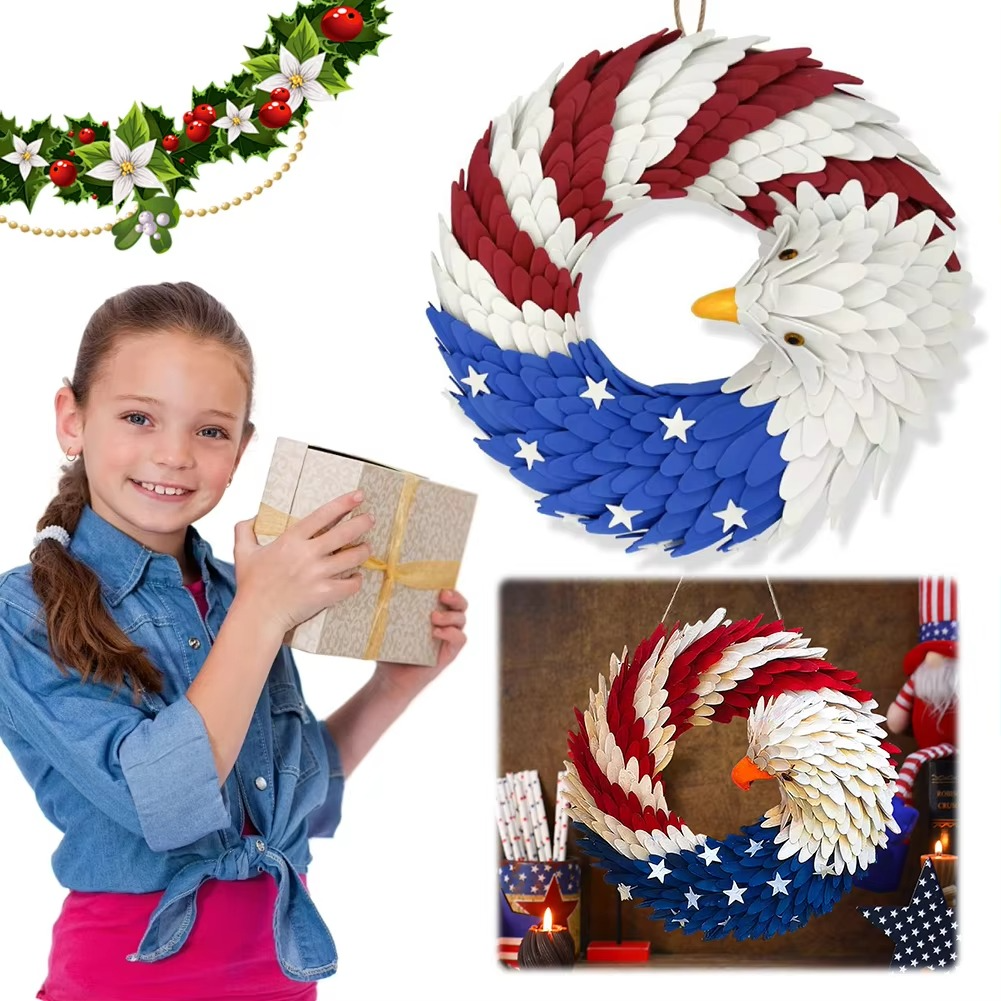 Patriotic Eagle American Flag Wreath for Independence Day