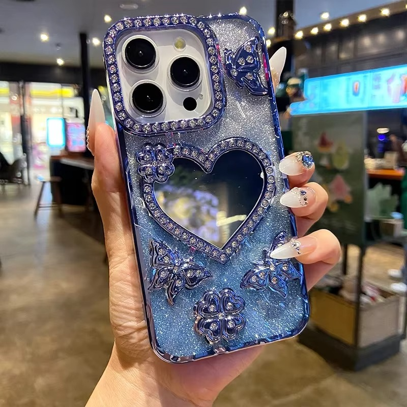 Butterfly Glitter Diamond Mirror Case for iPhone