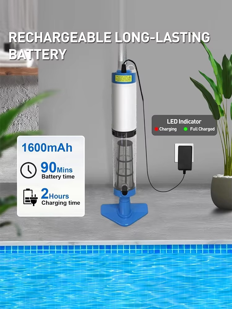 Cordless Rechargeable Pool Vacuum Cleaner with 3-in-1 Cleaning Function