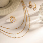 18k Dainty Classic Three Layer Necklace Stack
