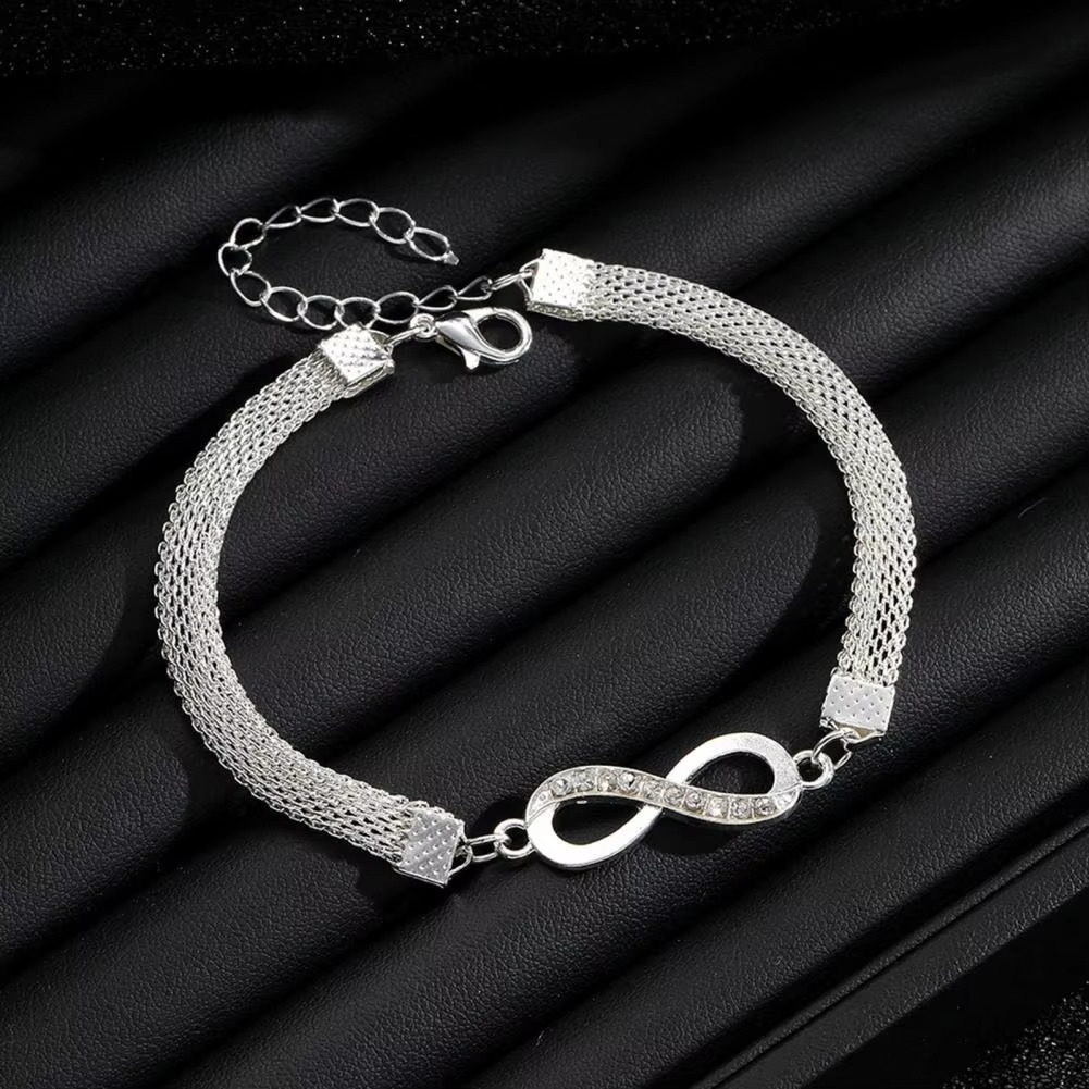 Elegant Rhinestone Heart & Infinity Bracelet Set for Women - 3 Pieces