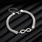Elegant Rhinestone Heart & Infinity Bracelet Set for Women - 3 Pieces