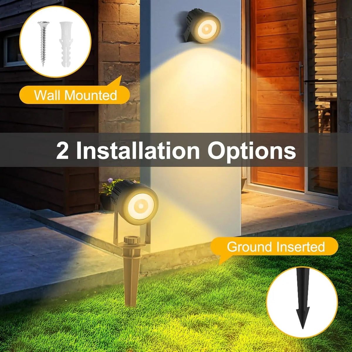 Solar Garden Spotlight LumiGlow DuoColor | 3000K/6000K Warm & Cool White | IP65 Waterproof | Automatic Dusk Sensor